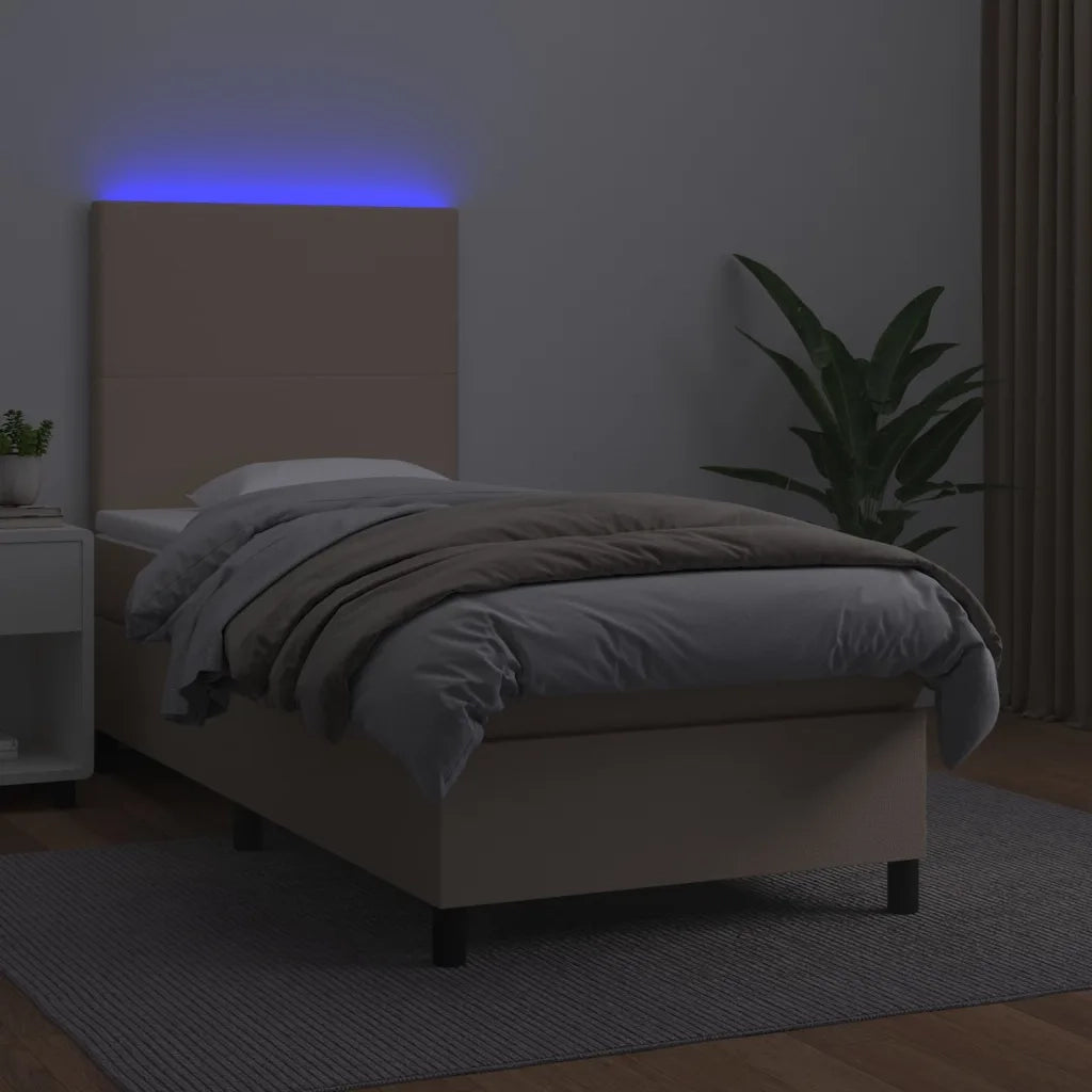 Giroletto Molle Materasso e LED Cappuccino 100x200cm Similpelle 3135812