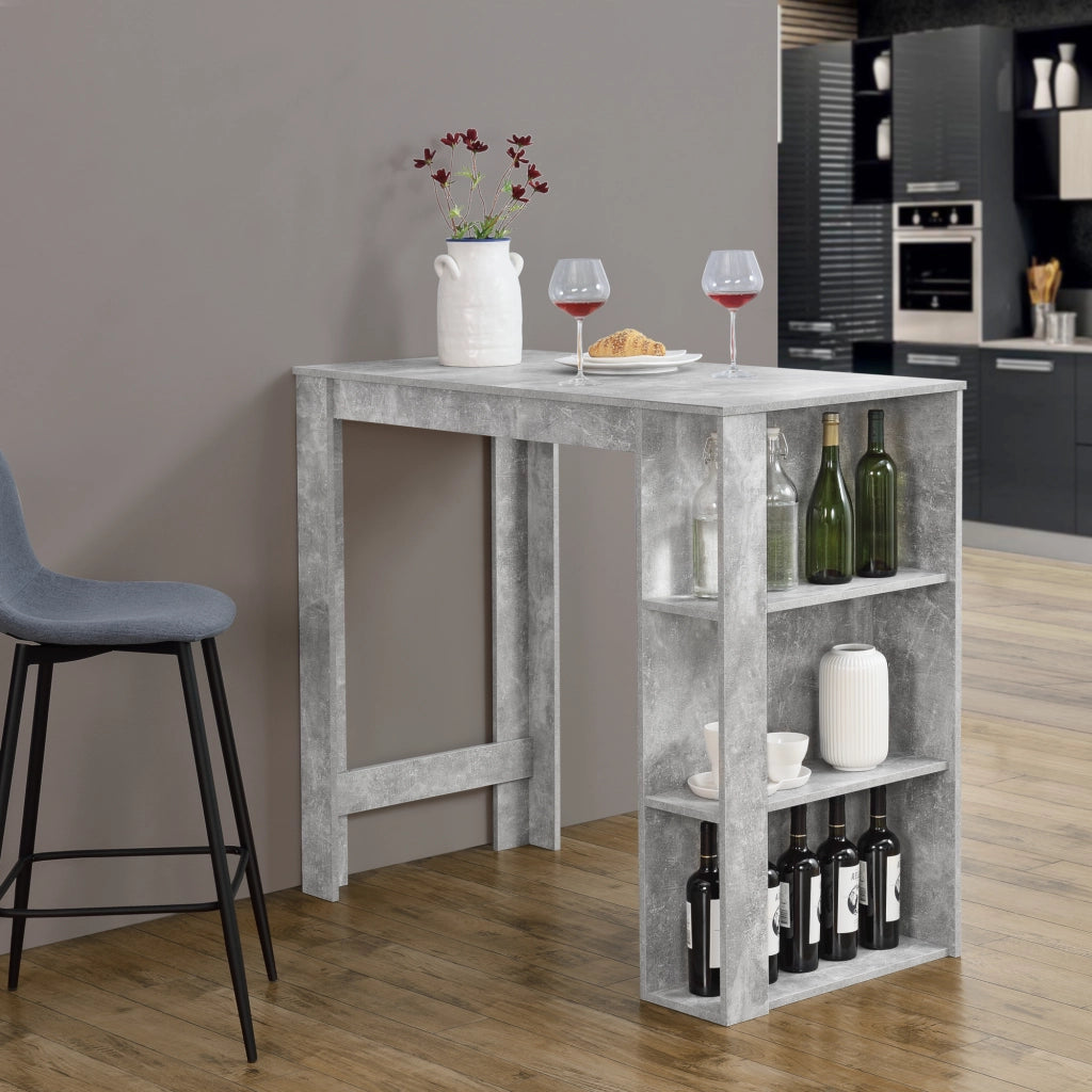 Tavolo Alto da Bar Danderyd Bancone a 3 Ripiani Laterali 120 x 60 x 106 cm - Effetto Cemento [en.casa]