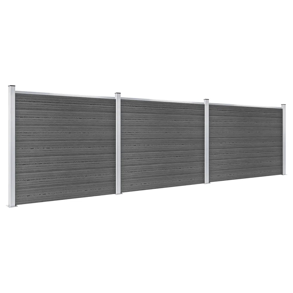Set Pannelli di Recinzione in WPC 526x146 cm Nero