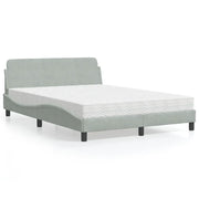 Letto con Materasso-Struttura Letto con Materasso Dover Grigio Chiaro 120x200 cm in Velluto