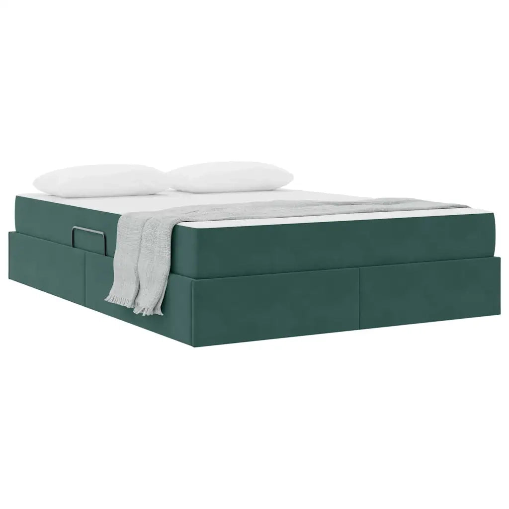 Letto con contenitore e materasso Verde Scuro 140 x 200 cm