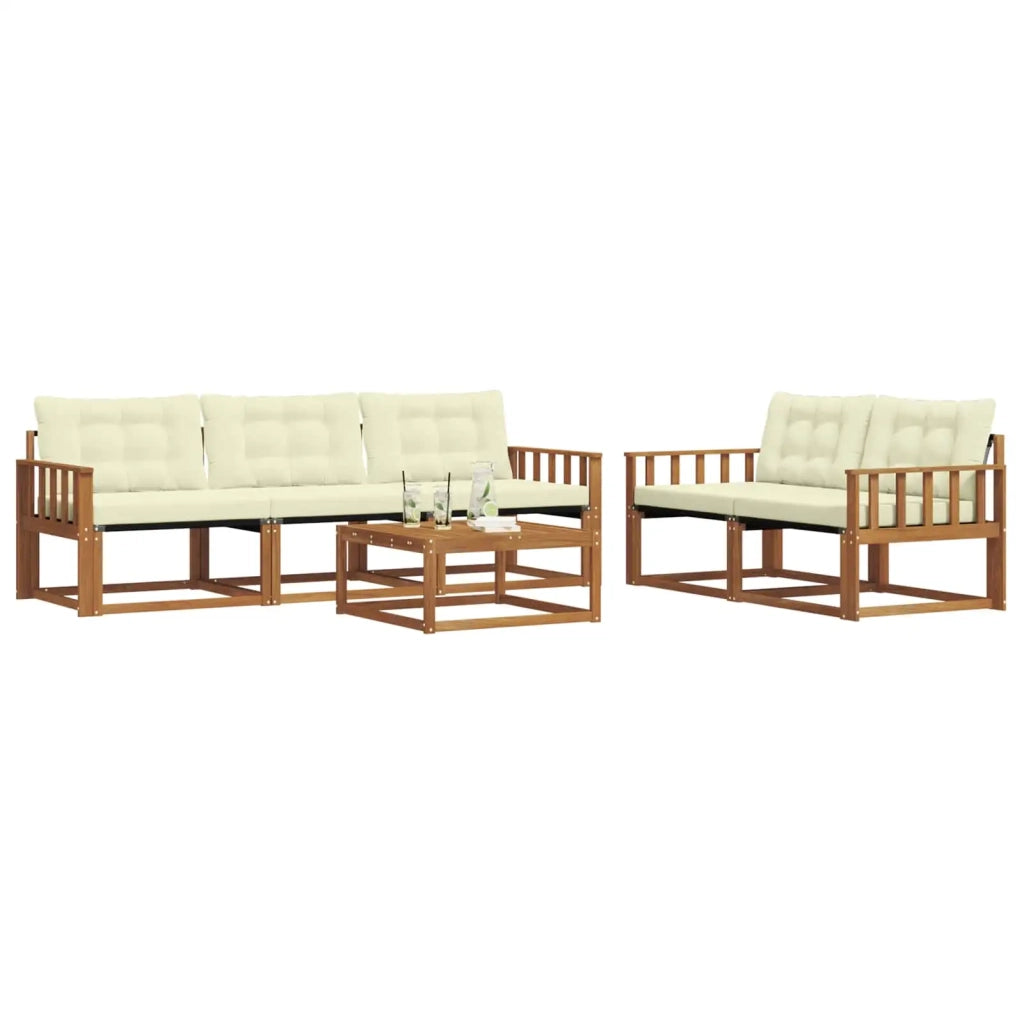 Set di divani da esterno con cuscino 6 pcs Naturale e Crema 3369189