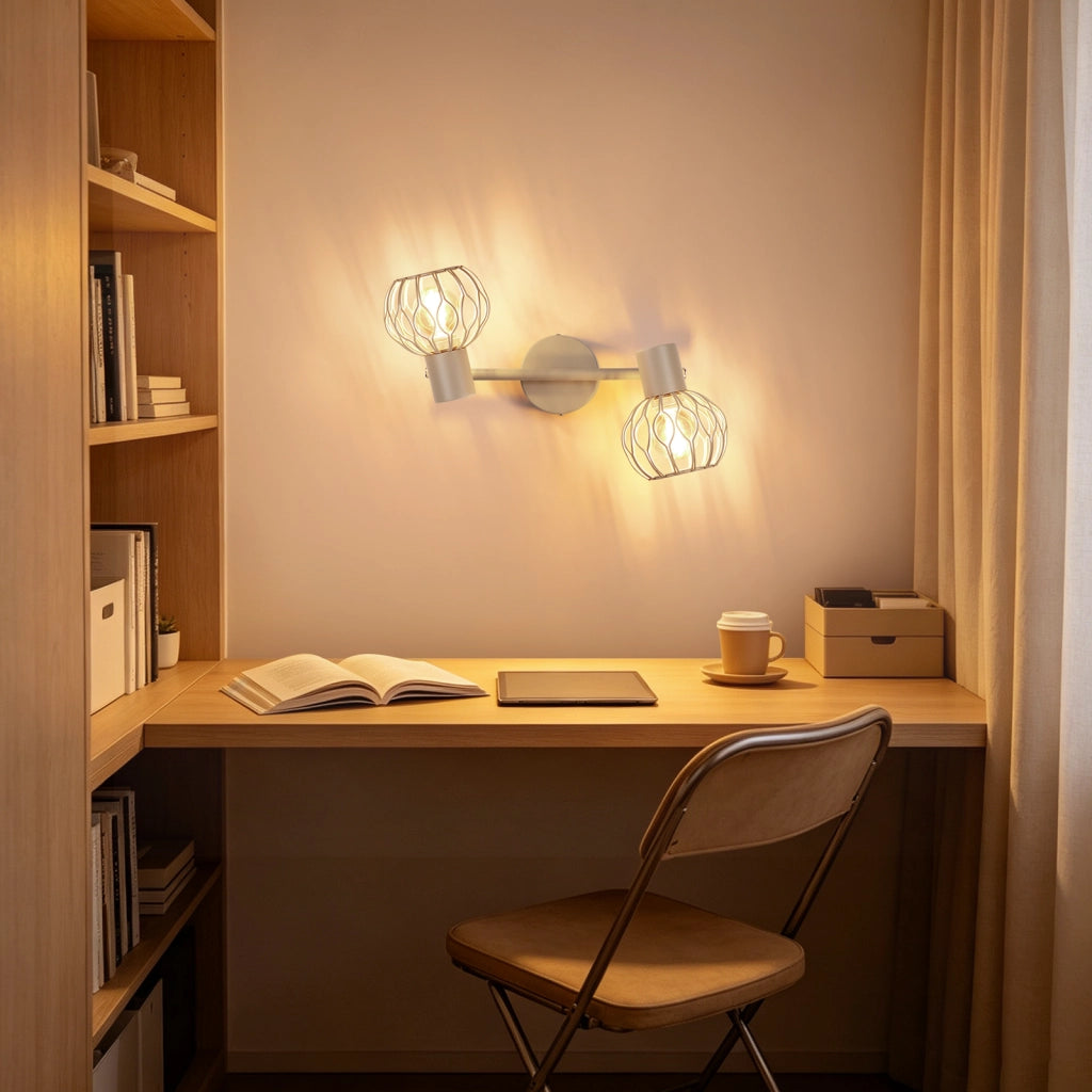 ZMH Faretto da soffitto 2 Luci Grigio E14 Metall Orientabile Moderni per Soggiorno Cucina Corridoio Senza Lampadina