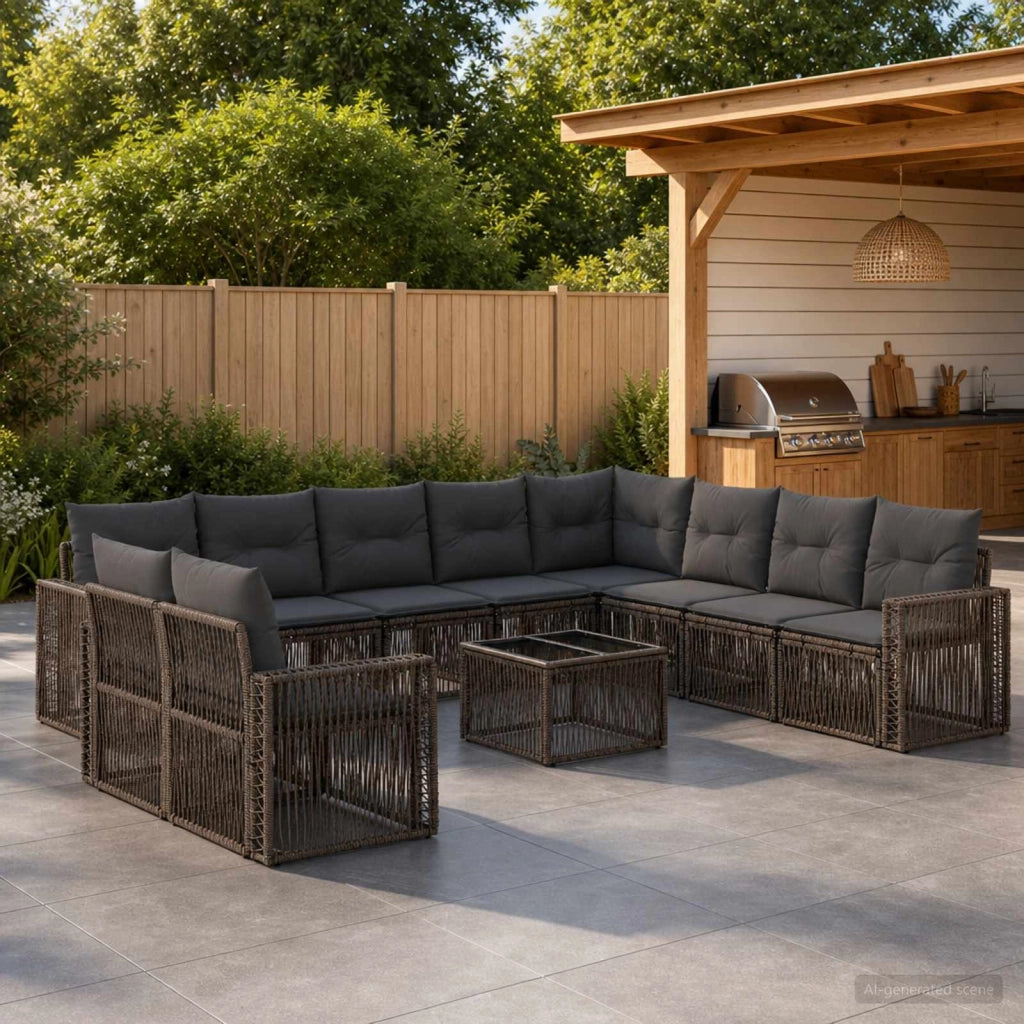 Set Divano da Giardino 11 pz Grigio e Grigio Scuro polyrattan 3435173