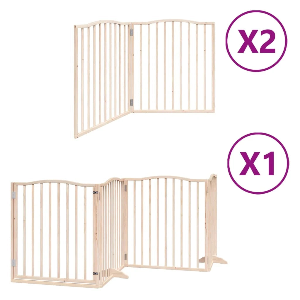 Cancelletto di sicurezza per cani porta pieghevole 8 pannelli legno di pioppo marrone 02_0023240