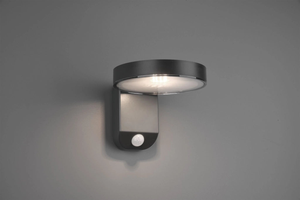 POSADAS APPLIQUE LED 4,5W 290lm, 3000K DA ESTERNO SOLARE RICARICABILE ANTRACITE CON SENSORE DI MOVIMENTO IP44 P.18,3CM