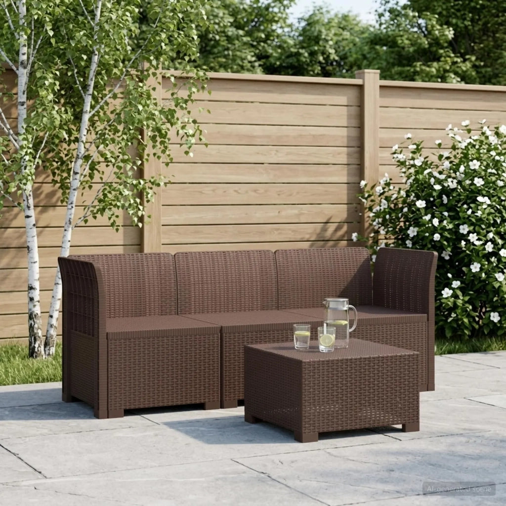 Divano da Giardino a 3 Posti in Aspetto Rattan PP Marrone 3443815