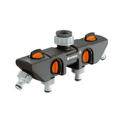 Gardena 8194-20 Distributore a 4 vie per rubinetto con attacchi 3-4'' e 1'' colore Grigio Arancione