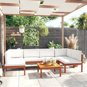 Set da Giardino 7 pz con Cuscini in Legno Crema, Acacia e Corda 3057898