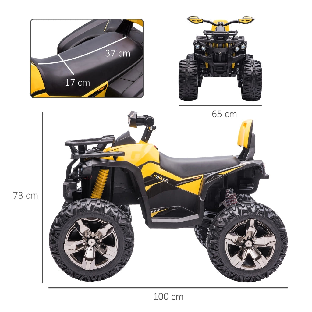 EasyComfort Quad per Bambini Elettrico 12V con Fari e Batteria Ricaricabile, Età 3-5 Anni, 100x65x73cm, Giallo