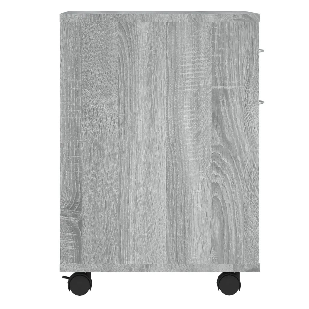 Mobiletto su ruote pratico e maneggevole 45 x 38 x 54 cm con cassetto e scomparto in legno composito grigio 02_0048254