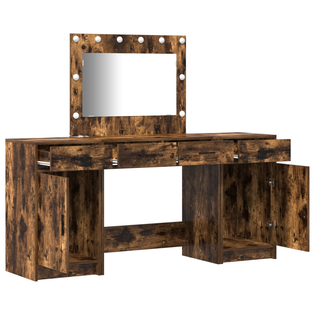 Set da toeletta 3 pezzi  con LED in legno ingegnerizzato rovere fumÃ©