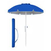 Ombrellone Mare Maxi 220 cm con Protezione UV, Palo a Vite e Inclinazione Regolabile, Parasole da Spiaggia con Presa d'Aria Antivento, Stecche Resistenti e Custodia Trasporto Blu