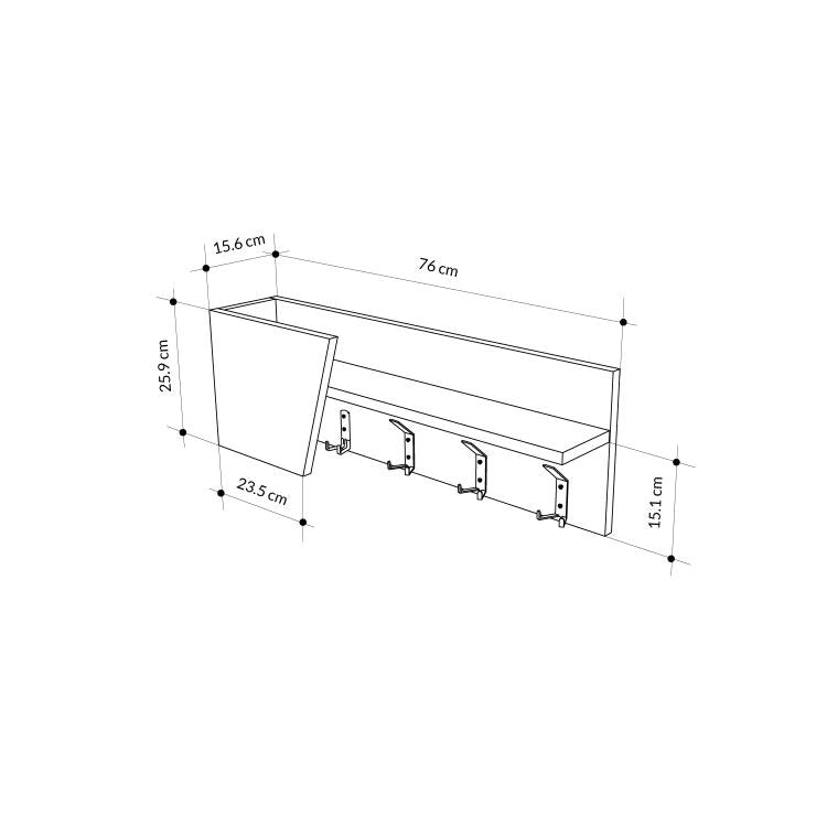 Mensola Appendiabiti da Parete Attaccapanni 74 cm Salvaspazio Grigio Retrò