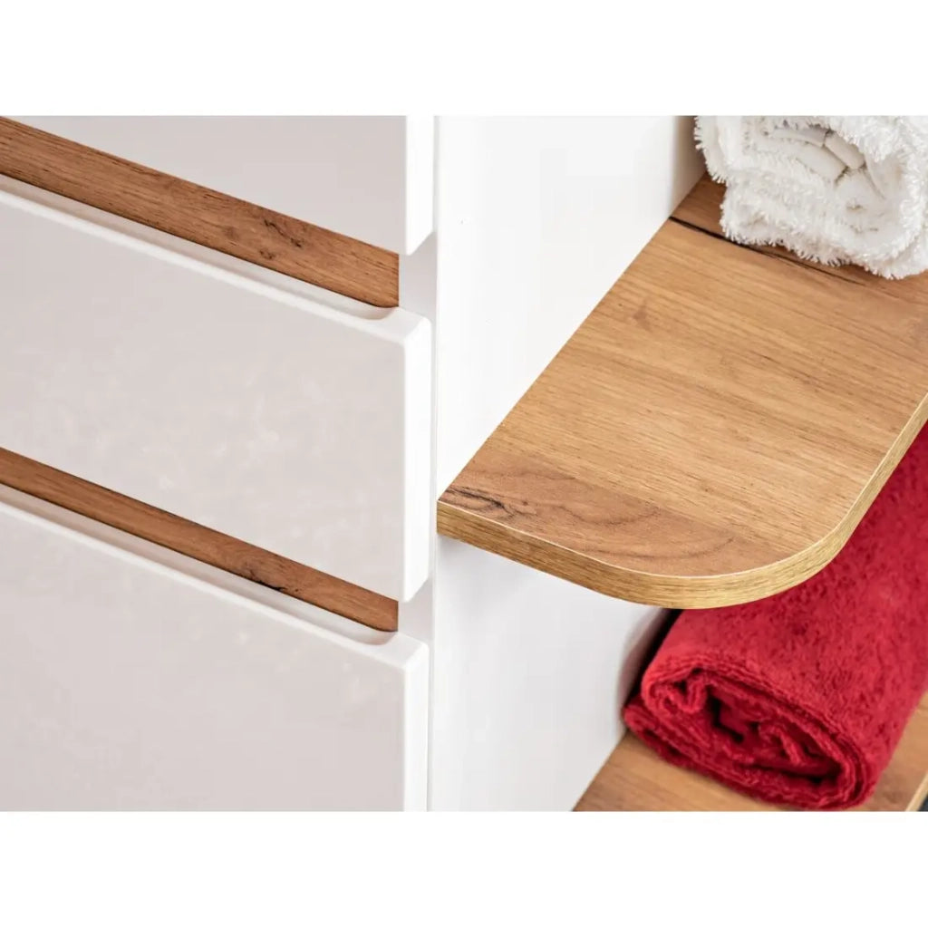 Mobile sottolavabo ASKA 94 cm bianco lucido – Modello sospeso con cassetti