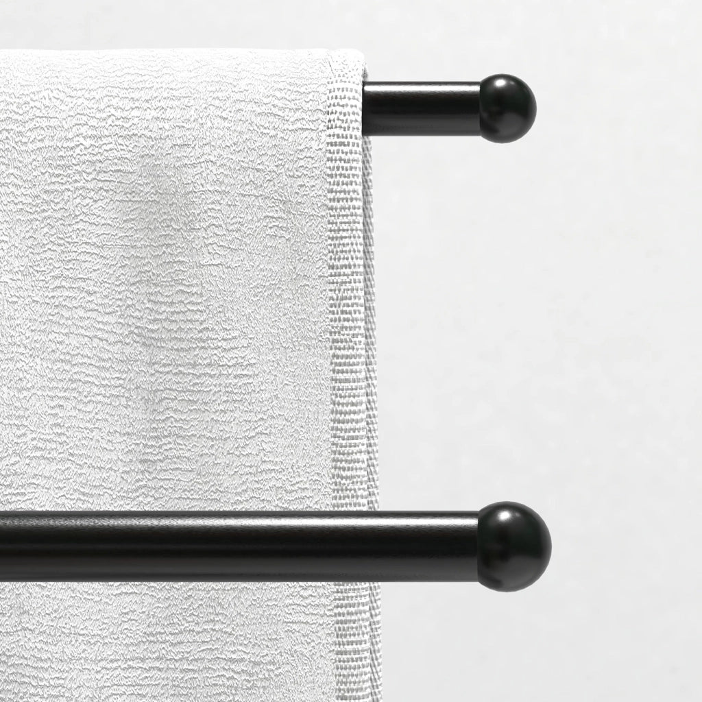 Piantana Portasciugamani da Bagno da Terra Autoportante 2 Bracci in Metallo 50x18,5x85 cm Nero