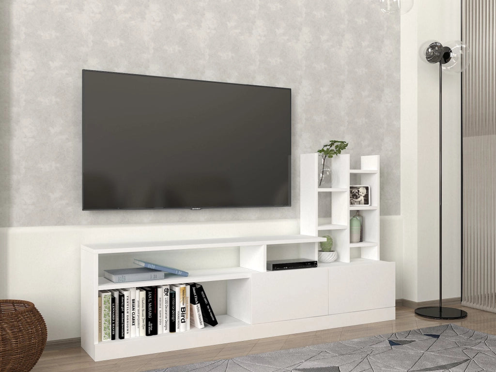 Porta TV in legno "Dolunay" - 164 x 25 x 91 cm - Bianco