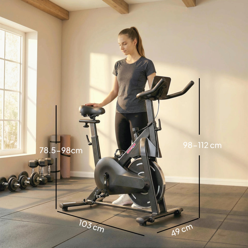 Cyclette Magnetica Regolabile con Display LCD e Supporto Tablet ¨C zephmum ¨C Nero, Acciaio e ABS, 103x49x98-112 cm