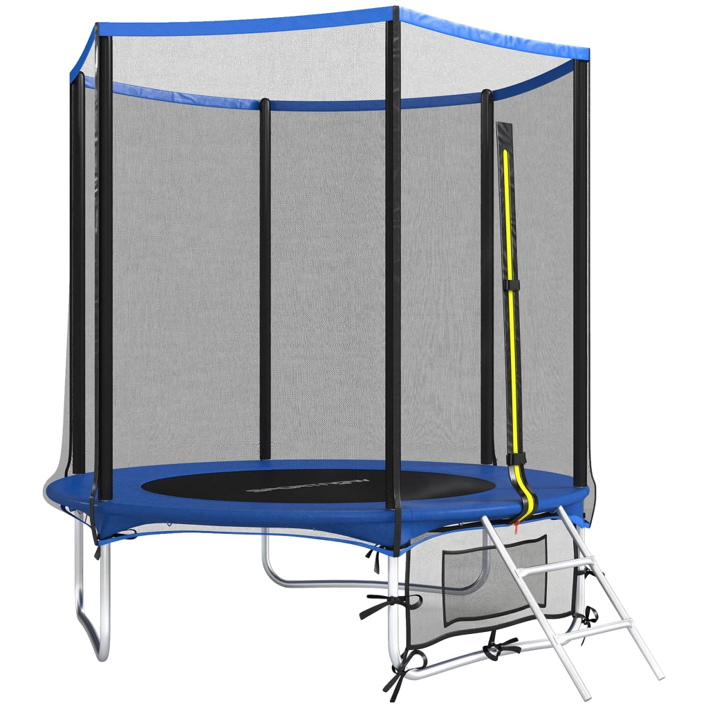 Trampolino Elastico Esterno 183 cm con Rete di Sicurezza e Scala ¨C Zephmum ¨C Blu