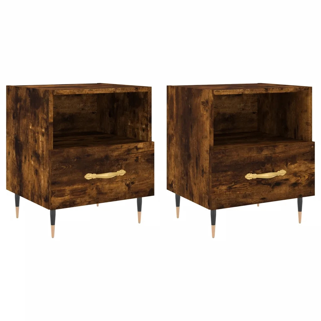 Comodini 2 pz-Set di 2 Tavolino da notte Rovere Fumo 40x35x47,5 cm in Legno Multistrato 700591