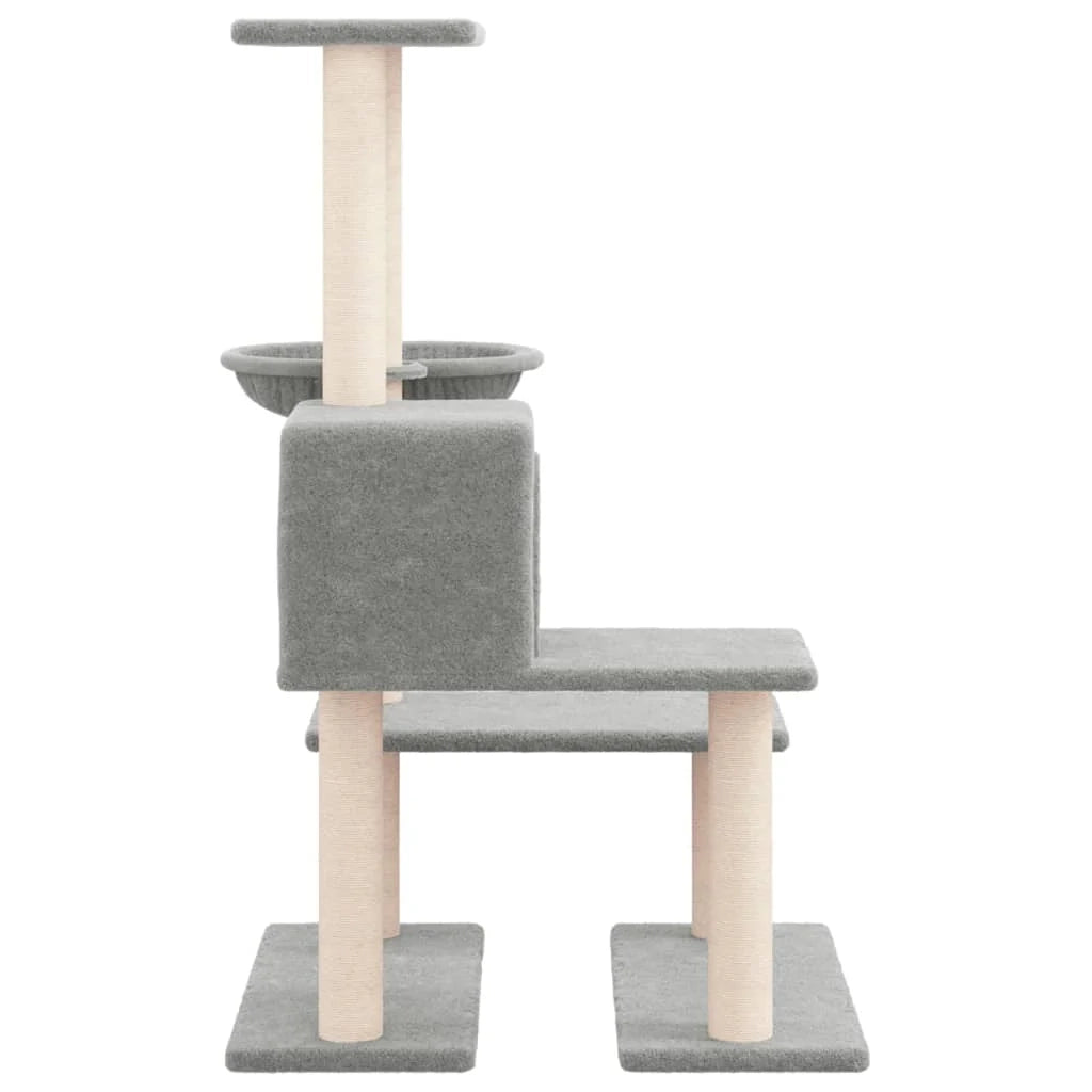 Tiragraffi per gatti torre per arrampicata giocattolo piattaforma per arrampicata con tiragraffi in sisal leggero 94,5 cm grigio 02_0022629