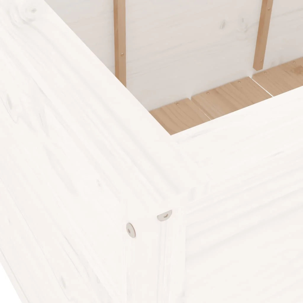 Fioriera rialzata per piante e fiori adatta a terrazze e giardini 119,5 x 82,5 x 78 cm legno di pino massiccio bianco 02_0039337