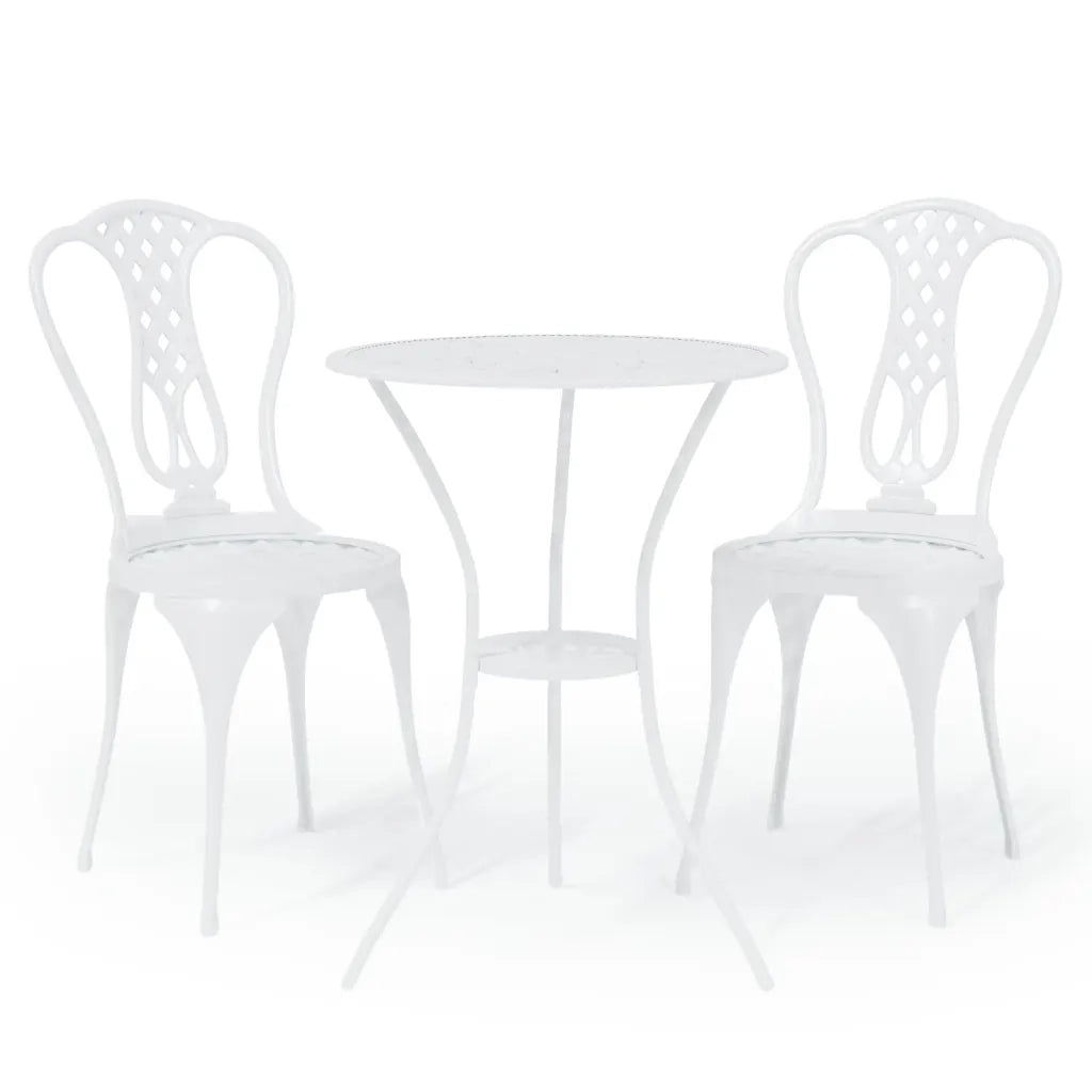 Set da Bar 3 pz | Set Salotto da Giardino in Alluminio Pressofuso Bianco