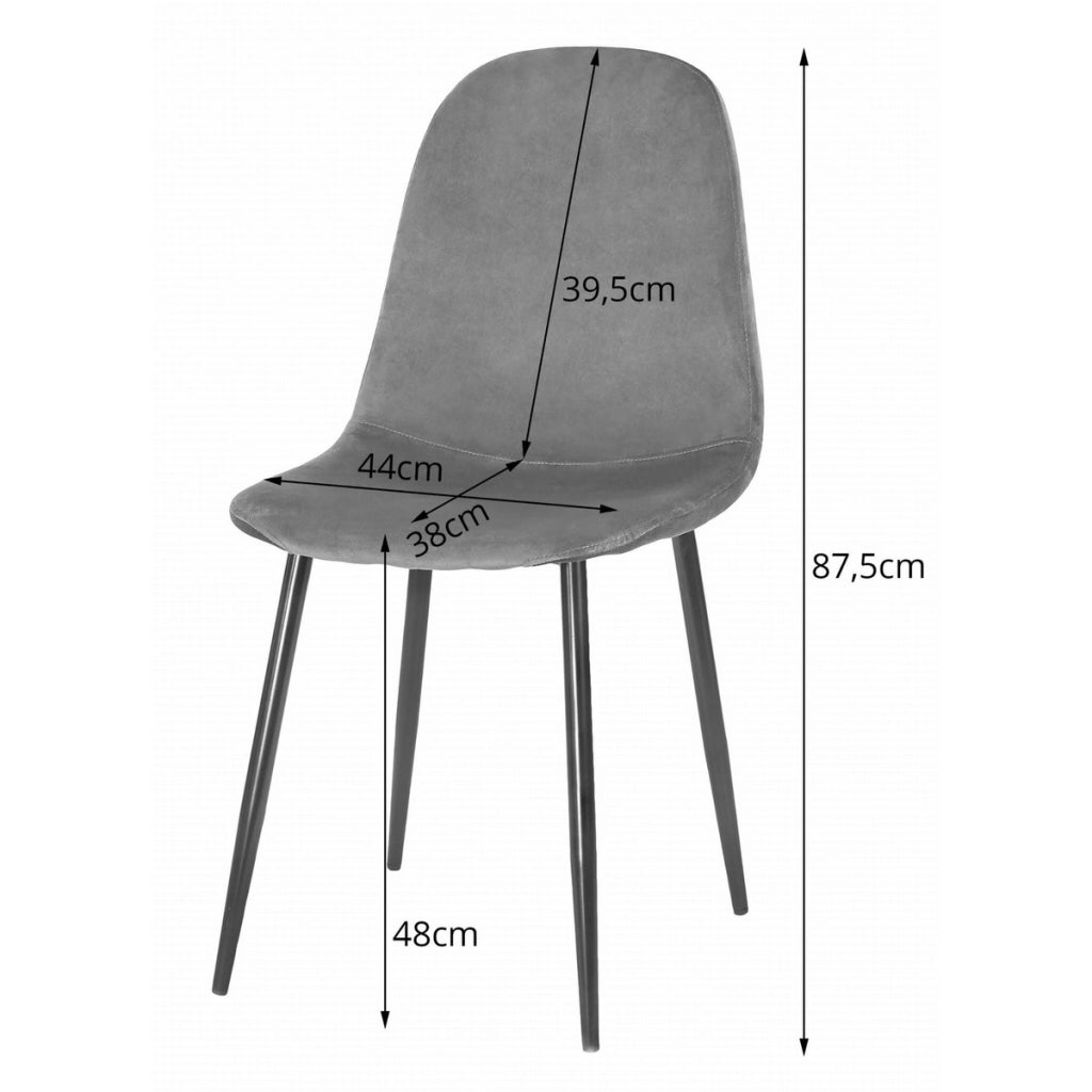 Set di 3 sedie Como in velluto verde bosco e gambe nere