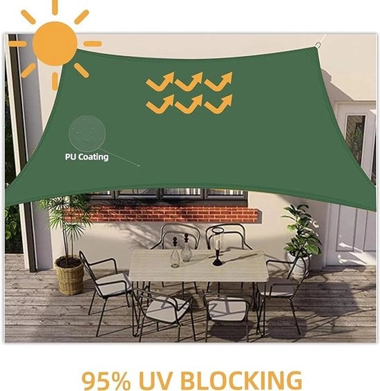 Ombrellone da Sole Rechthoekig, Zonwering con Protezione UV, Acquaparato, per Giardino, Terrazza, Camping 2*3m