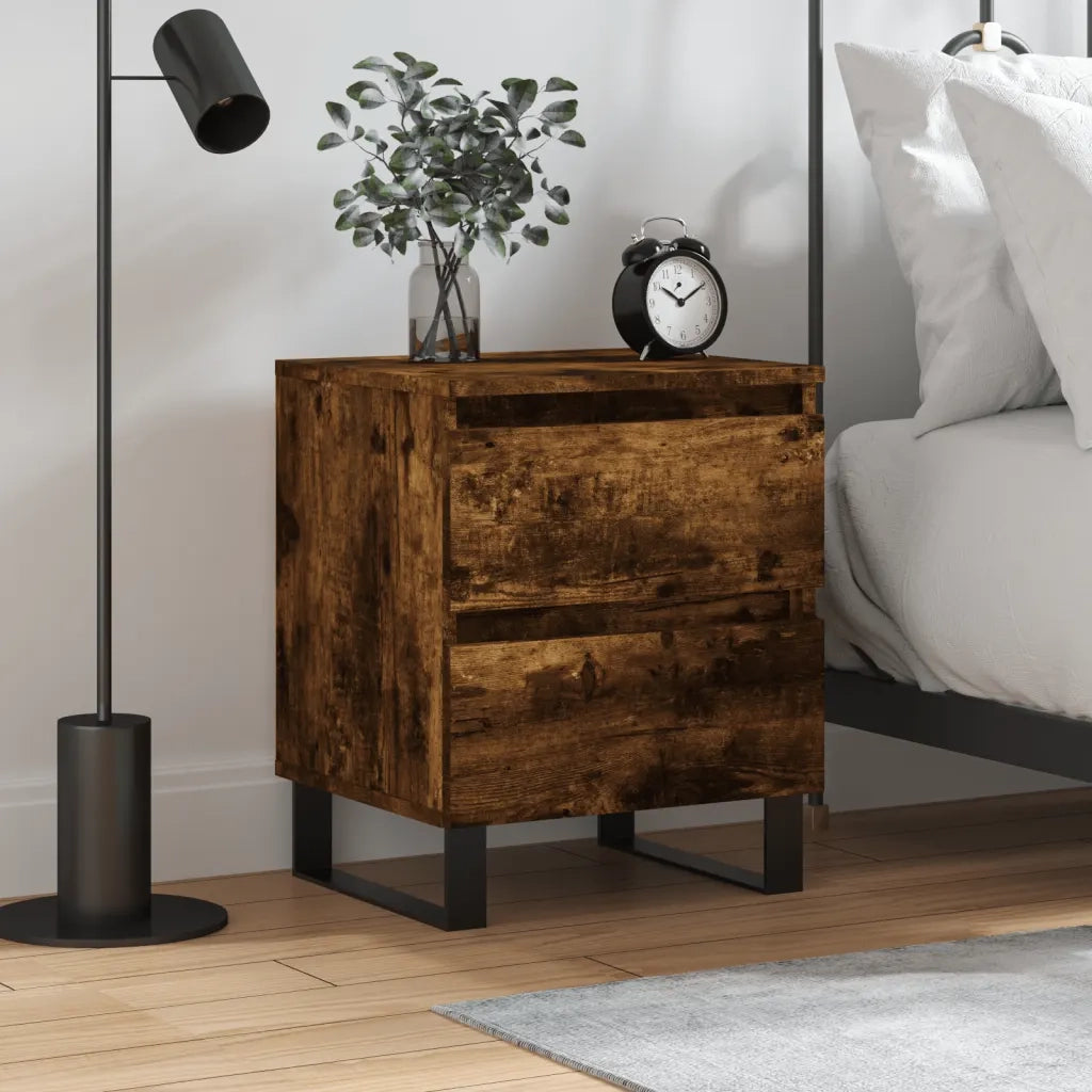 Comodino | Armadio da Notte | Mobiletto da notte Rovere Fumo 40x35x50 cm in Legno Multistrato