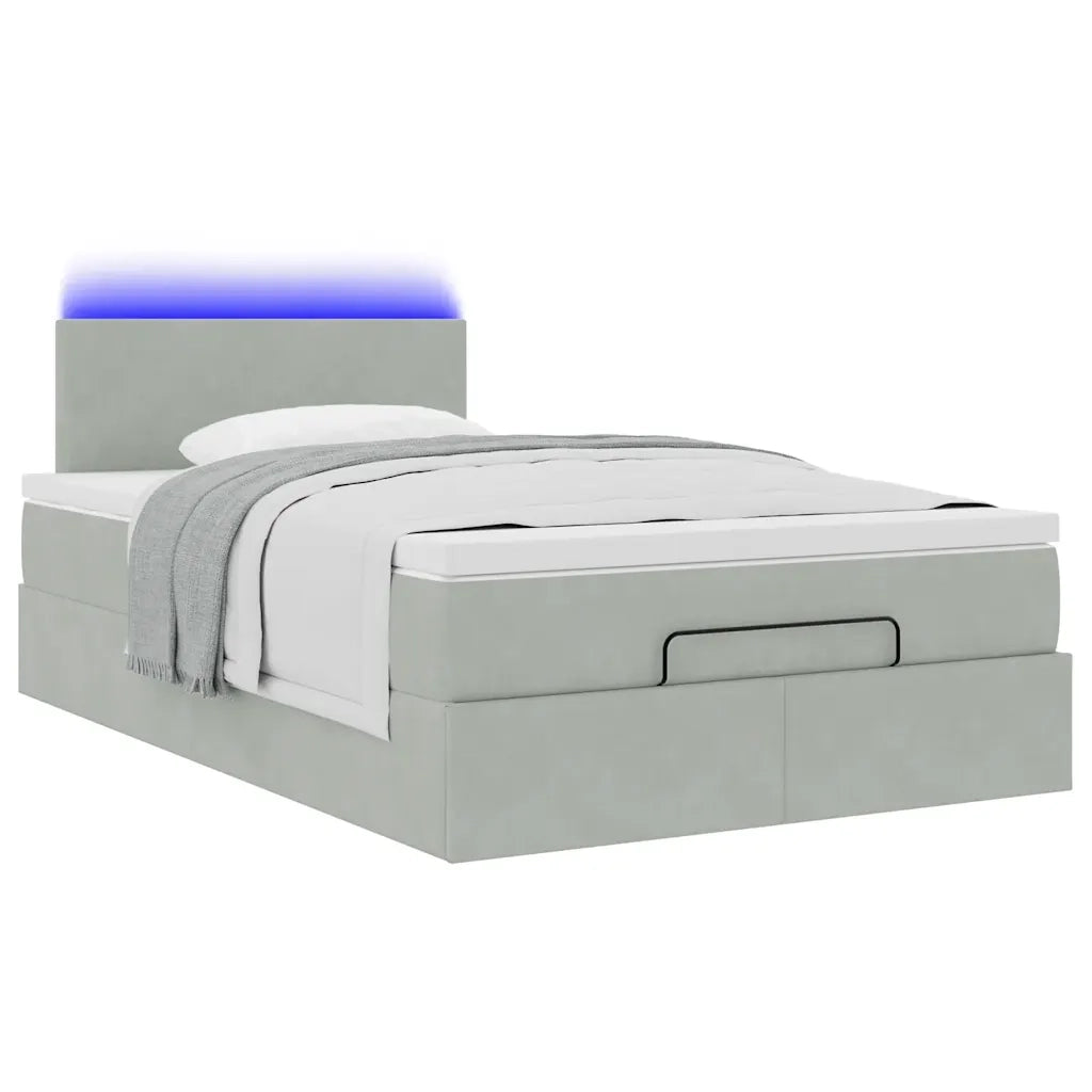 Pouf Letto con Materasso e LED Grigio Chiaro 120x190cm Velluto 3312536