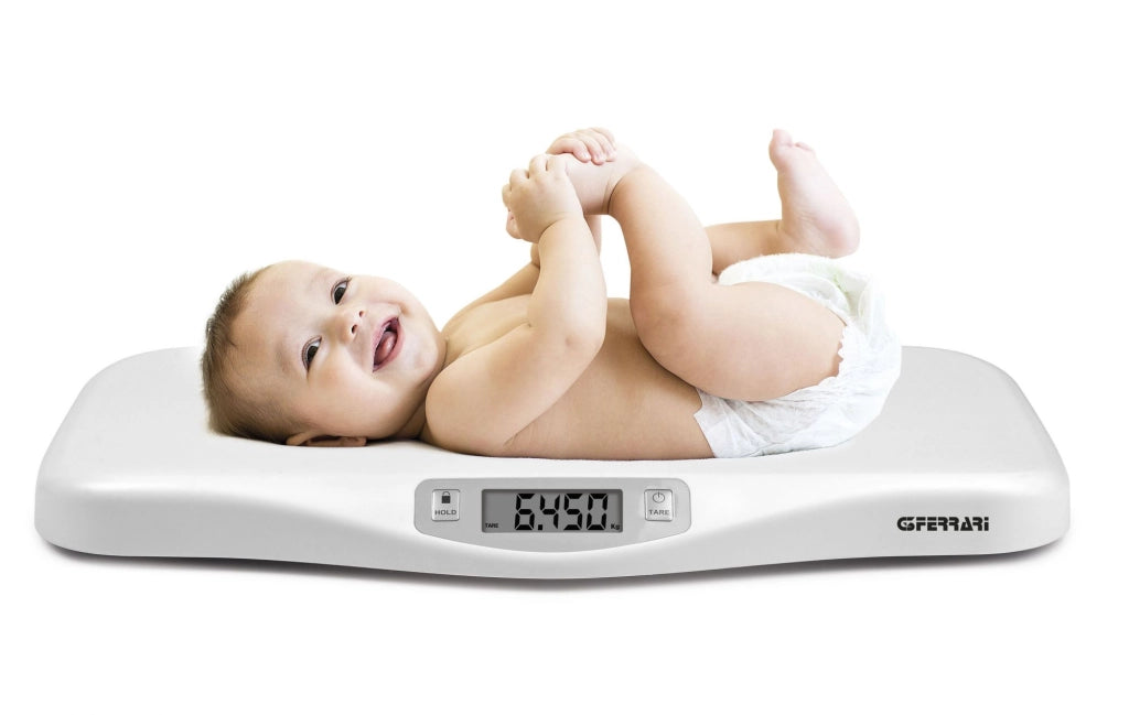 G3 ferrari g30021 crescobene bilancia pesa bimbi, 5 gr/ 20 kg, display lcd, funzione di blocco pesata, bianco