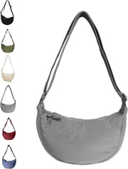 Borsa a tracolla nylon per donna con cinturino regolabile, grigio 31x16x9cm