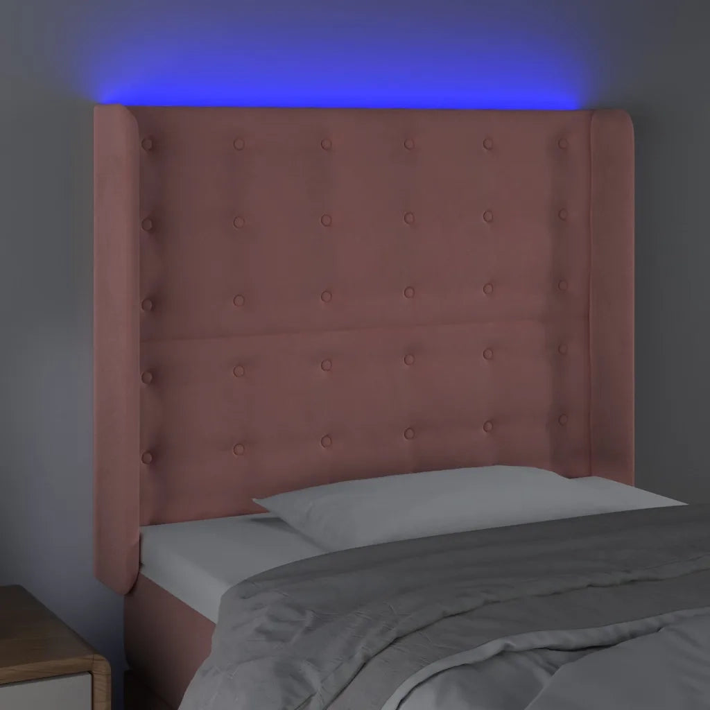 Testiera a LED rosa 83x16x118/128 cm in Velluto 3124517