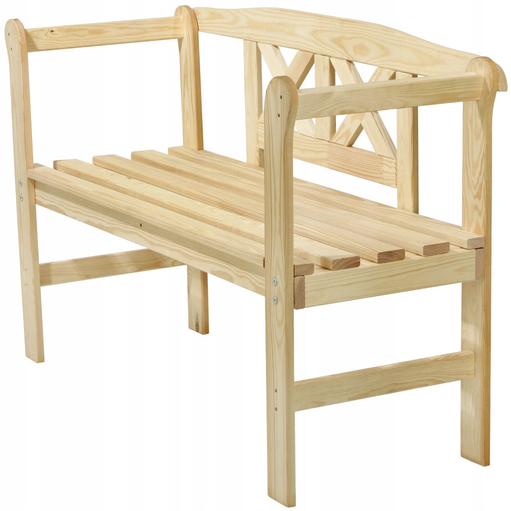 Panchina da giardino in legno KADAX con schienale, 119 cm, per giardino e terrazzo, colore naturale.