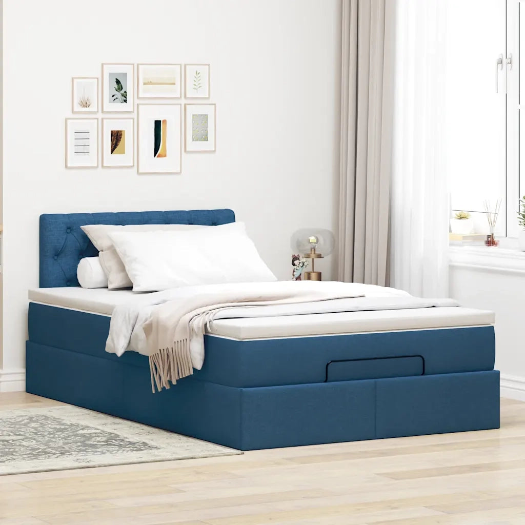 Pouf Letto con Materasso Blu 120x200 cm in Tessuto 3311538