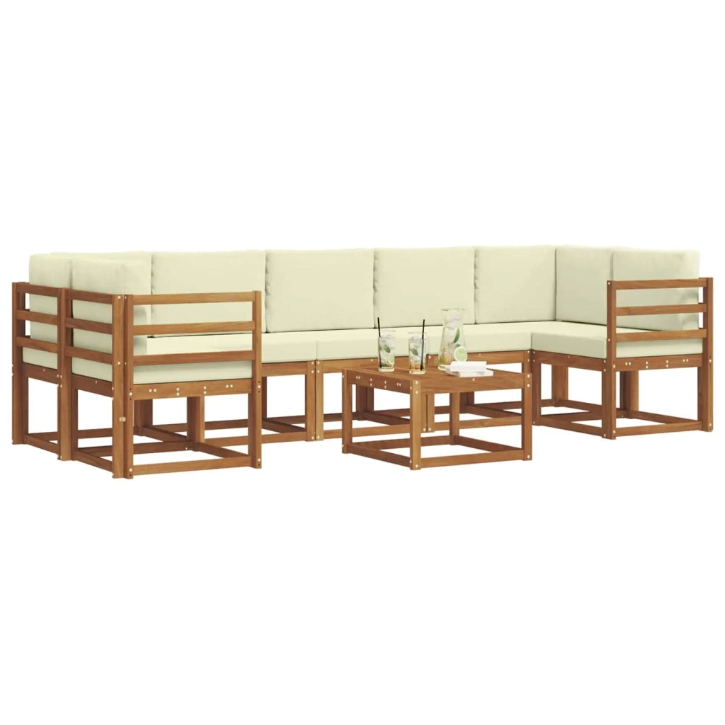 Set di divani da esterno con cuscino 8 pcs Naturale e Crema