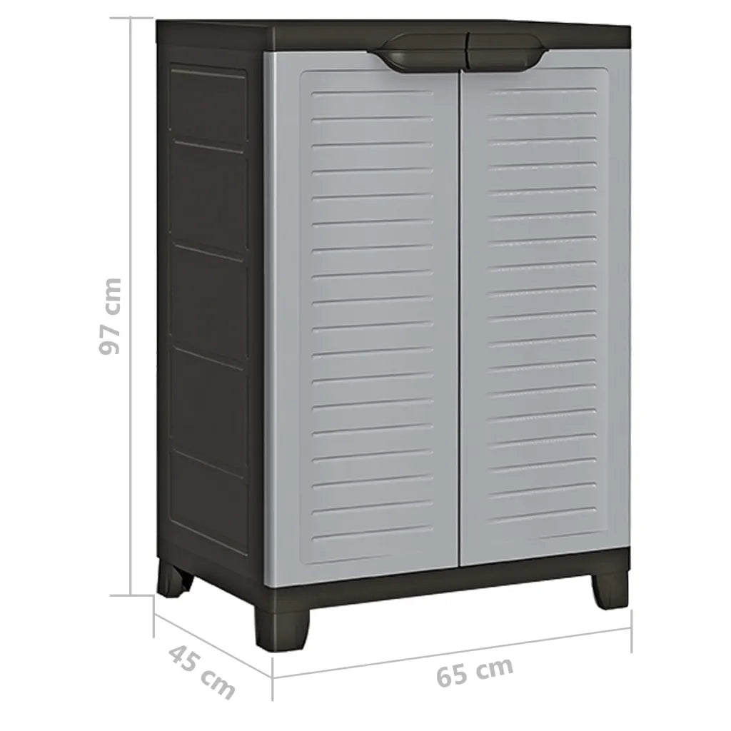 Mobile contenitore compatto 65 x 45 x 97 cm con 2 ante e 3 ripiani ufficio/garage plastica grigia 02_0046949