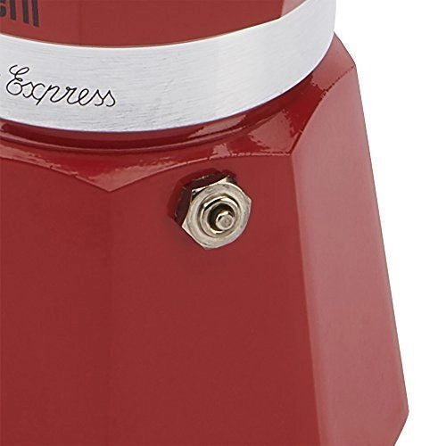 Bialetti 6633 Moka Express Caffettiera 6 Tazze 250 ml Alluminio Valvola Sicurezza colore Rosso