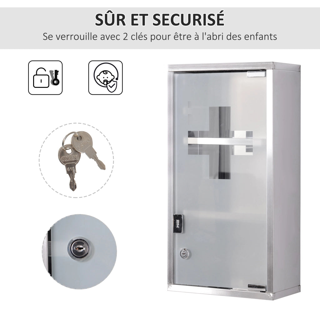 Armadio Farmacia 3 Ripiani Porta Vetro ¨C zephmum ¨C 25x12x48 cm Acciaio Inox