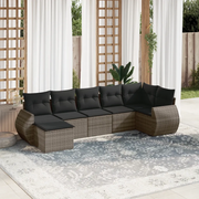 Set Divani da Giardino 7 pz con Cuscini Grigio in Polyrattan 3221679