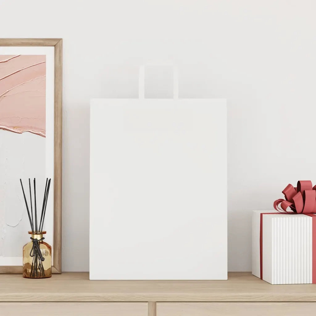 vidaXL Sacchetti di Carta 250 pz con Manici Bianchi 32x12x42 cm
