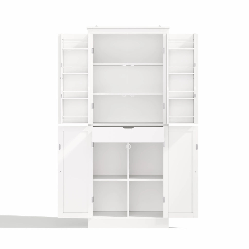 Mobile da cucina, mobile porta snack, mobile con ripiani e ante, con cassetti, 182 x 40 x 75 cm, bianco