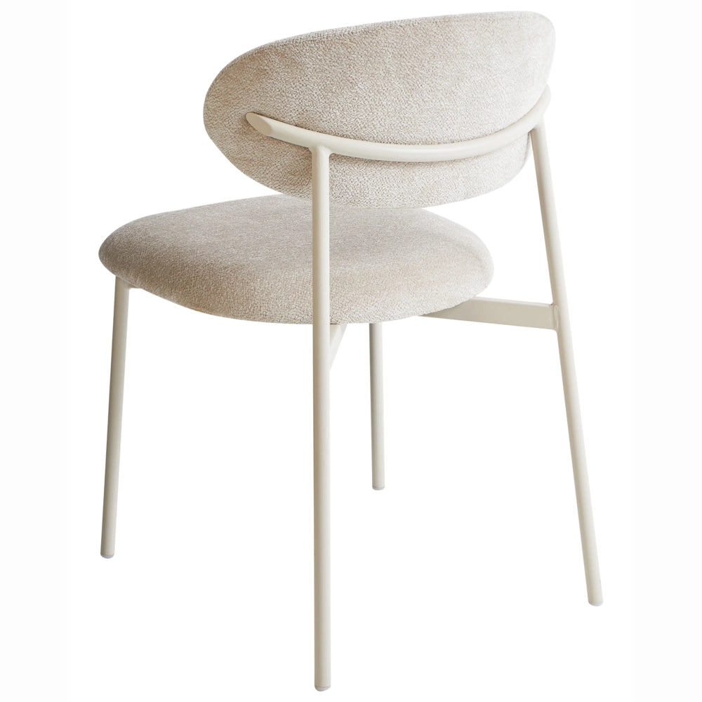 Set di 2 sedie da pranzo imbottite senza braccioli beige chiaro base in metallo design moderno