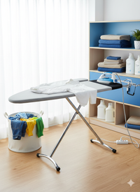 Asse da Stiro Completo Combiboard 125x48 cm con Piano Stiramaniche Regolabile in Altezza