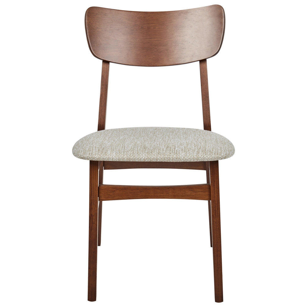 Set di 2 sedie da pranzo Struttura in legno di gomma scuro Seduta in tessuto poliestere tortora Design retrò senza braccioli