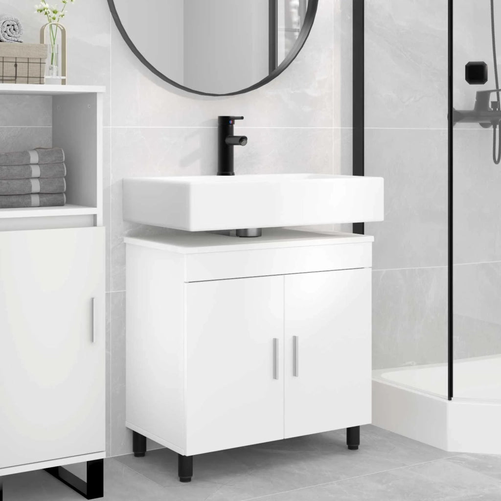 Mobiletto da bagno Bianco 60 x 35 x 60 cm Legno ingegnerizzato