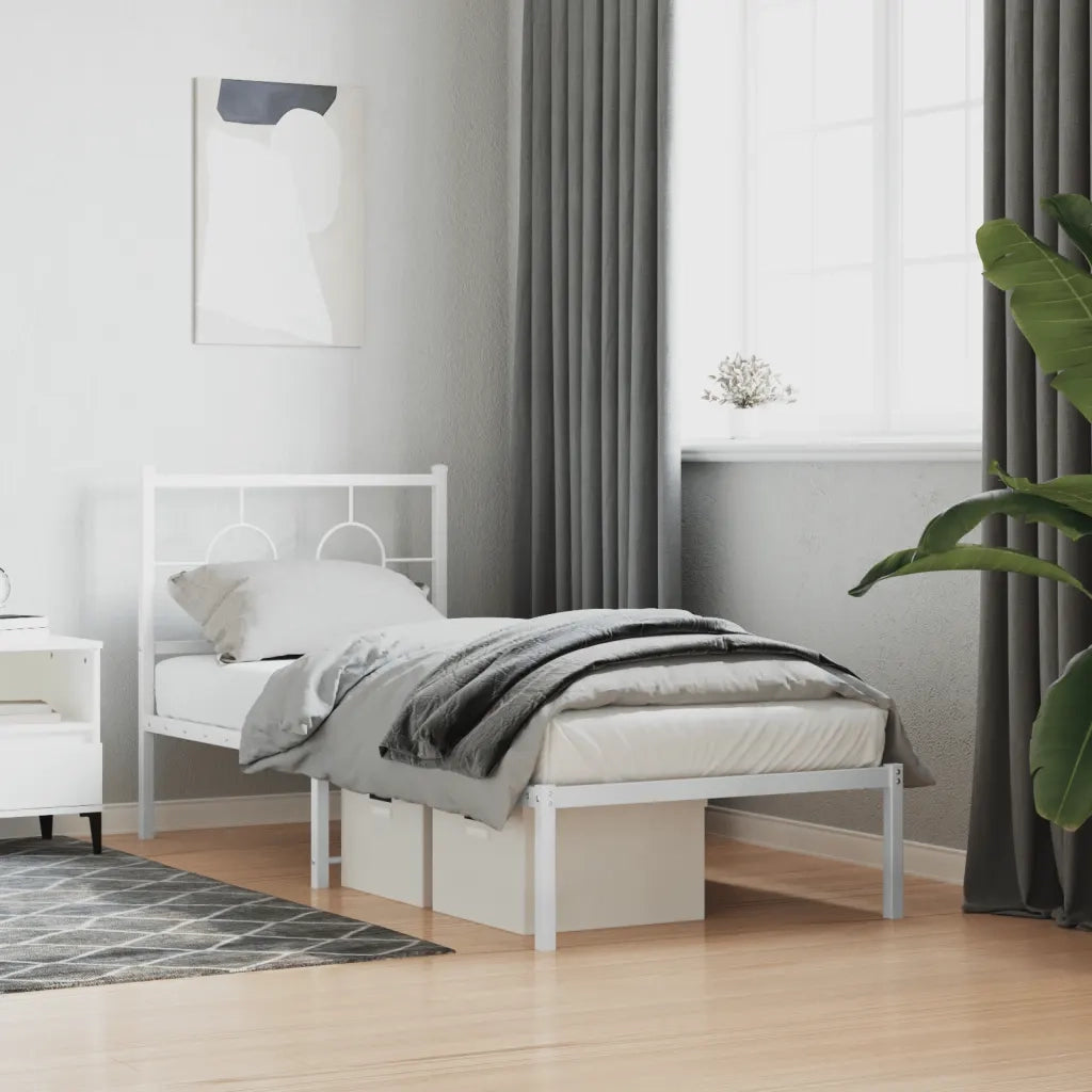 Giroletto senza Materasso con Testiera-Struttura Letto Metallo Bianco 75x190 cm 364869