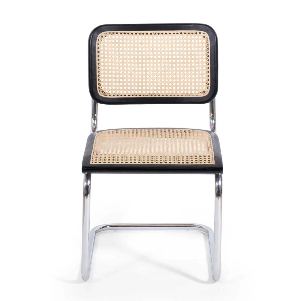 LÚZETE - SILLA WEBSTER NEGRA RATTAN NATURAL