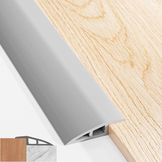 Profilo di transizione autofit, 100x5cm profilo di transizione in PVC con regolazione di altezza, listello di transizione per 5mm a 10mm, listello di transizione idrorepellente, listello di transizione con regolazione di altezza (grigio)